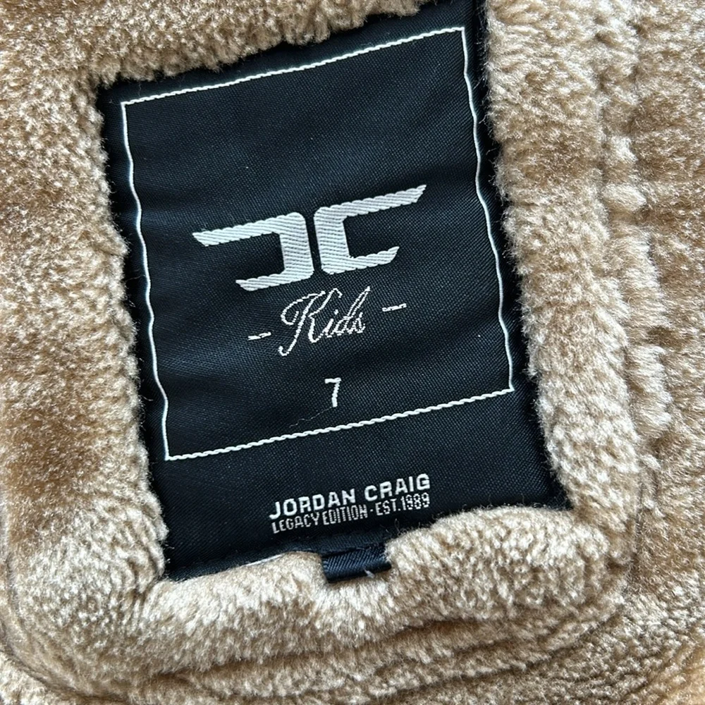 RARE‎ Jordan Craig Joe Faux Leather Shearling Coat Faux Fur in Latte Kids 7